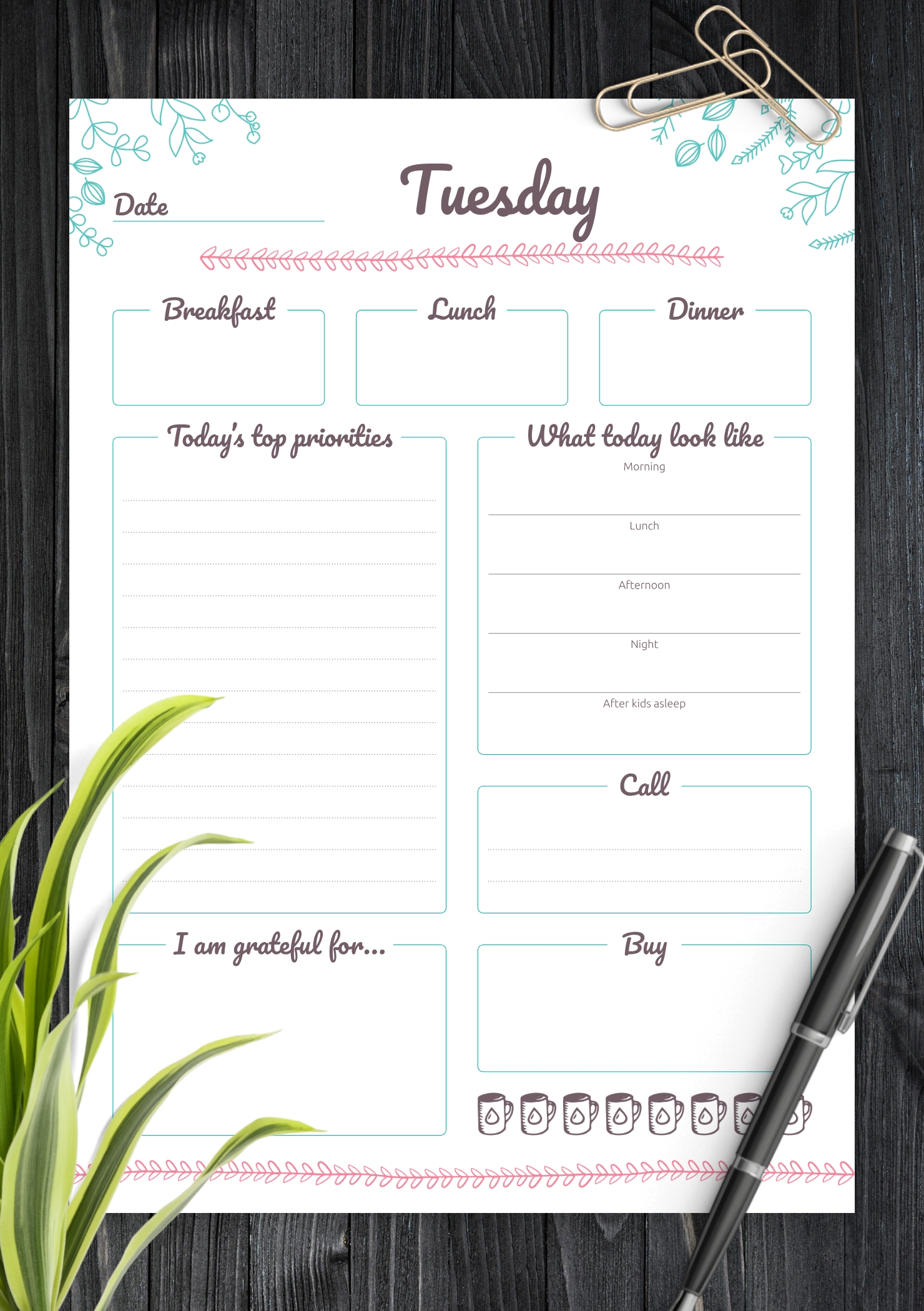 download printable 7 days weekly planner pdf