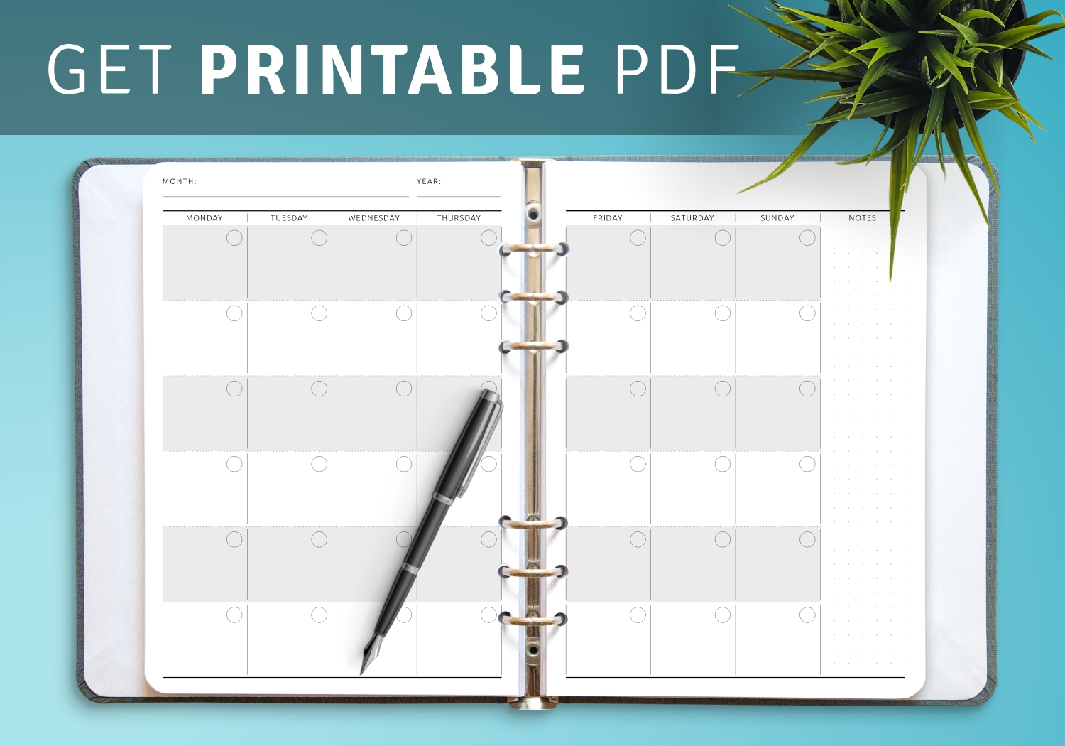 download printable monthly calendar planner undated