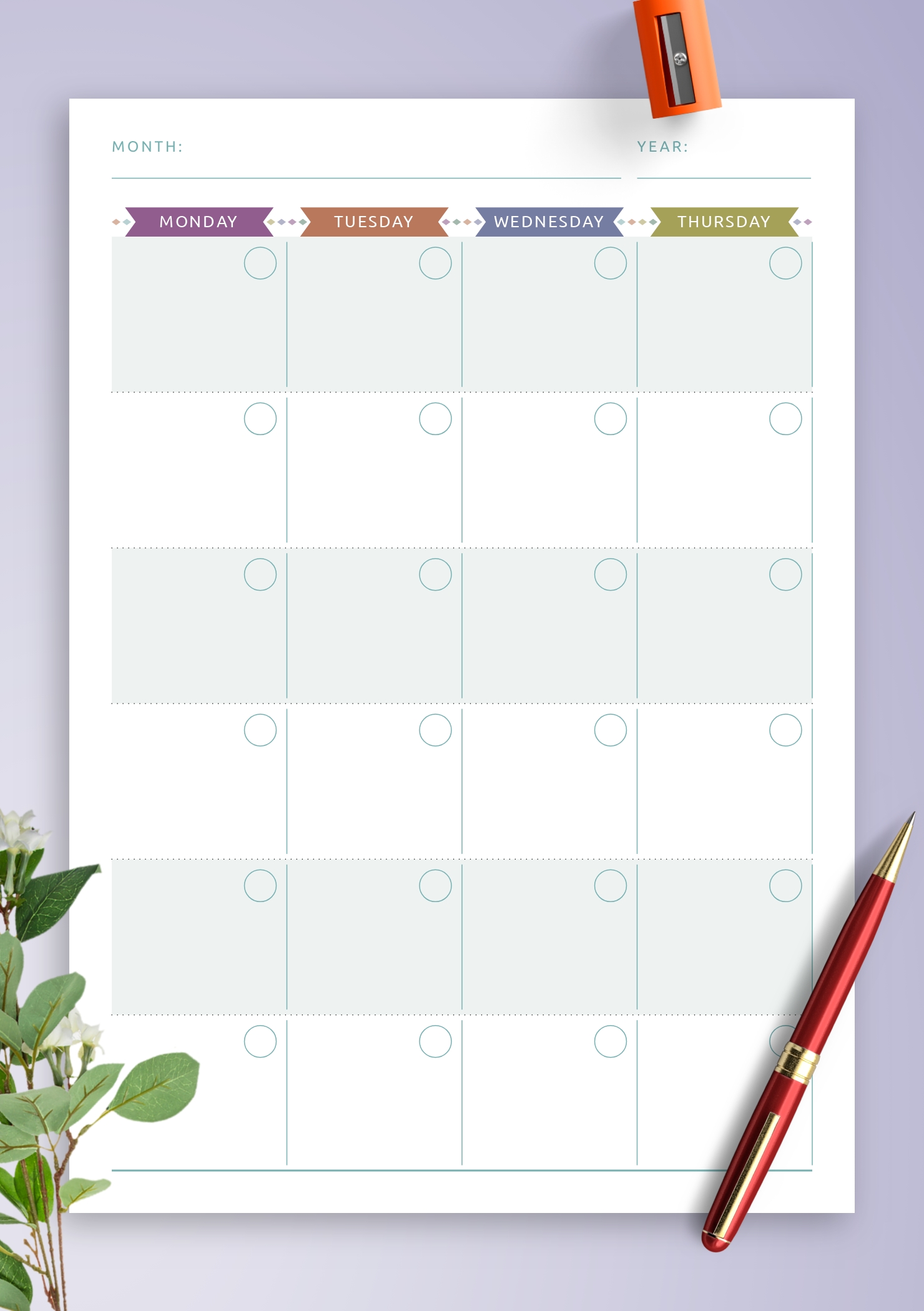 download printable monthly calendar planner undated casual