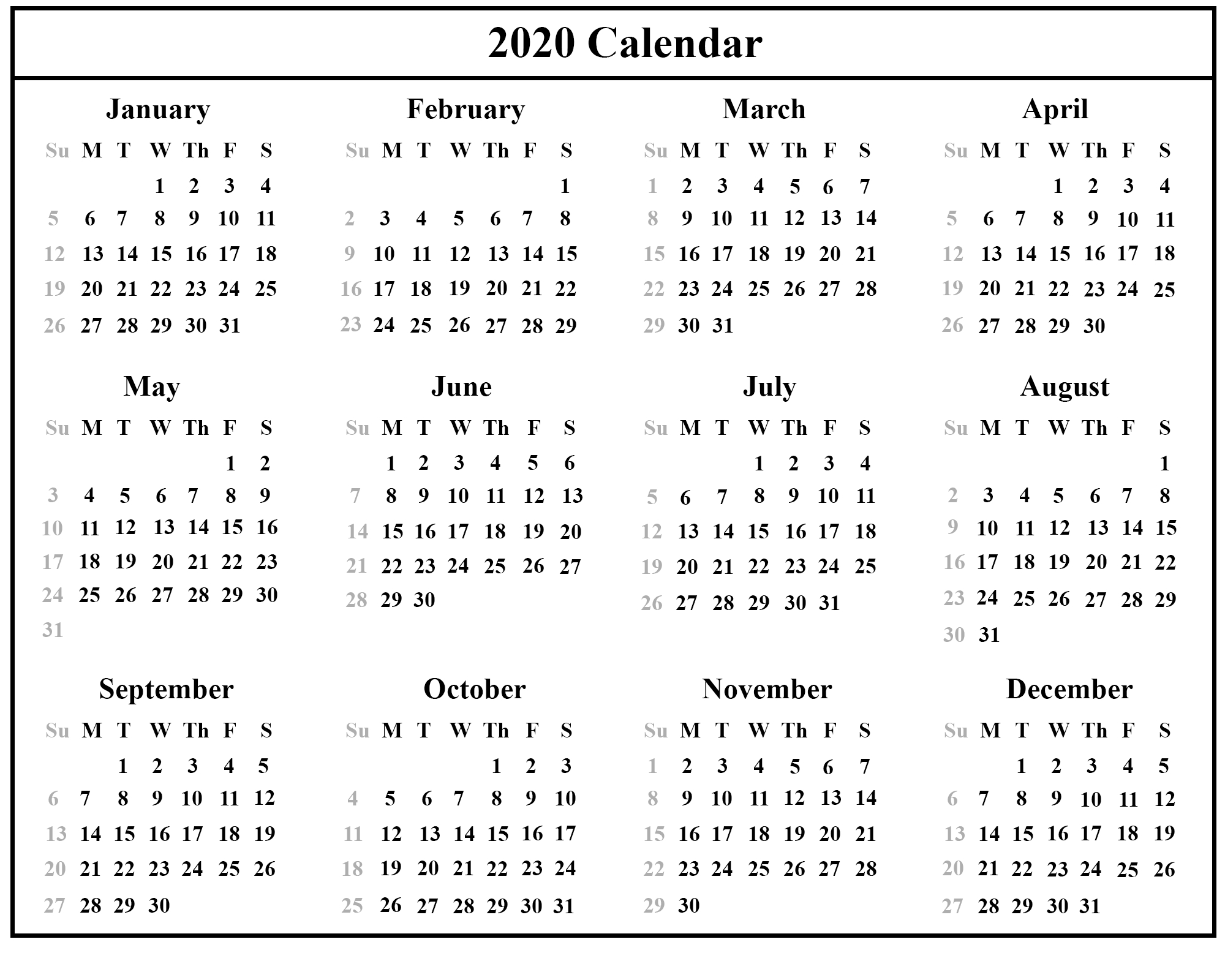 Download This Free 2020 Printable Calendar With A Simple