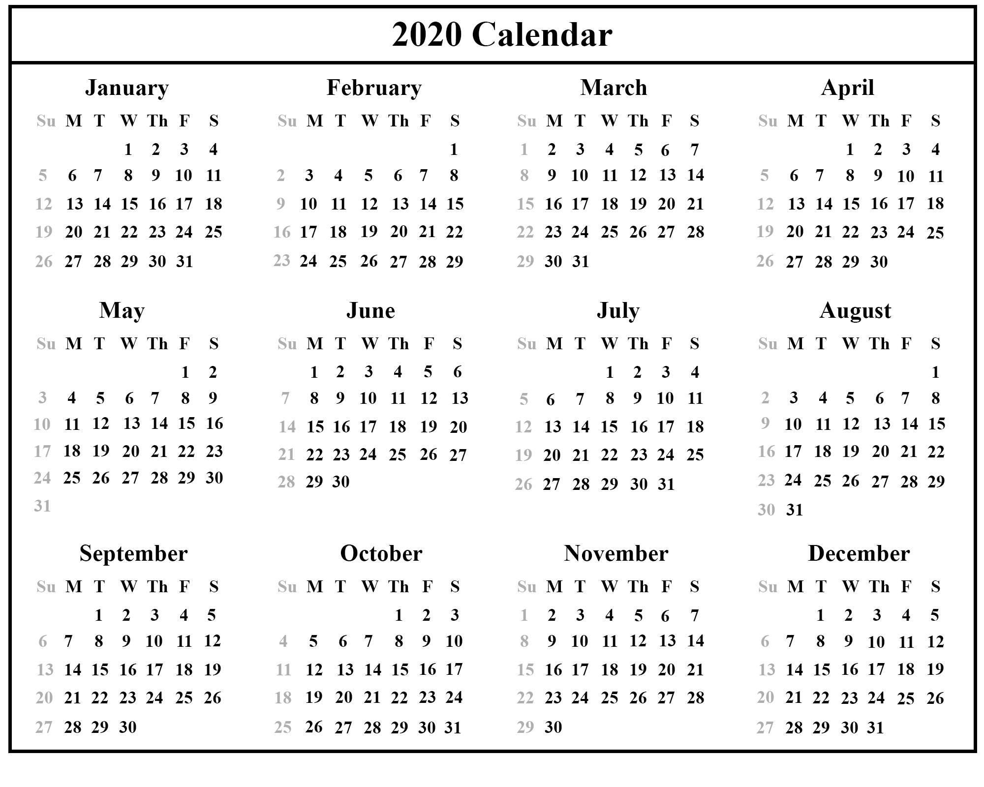 download this free 2020 printable calendar with a simple