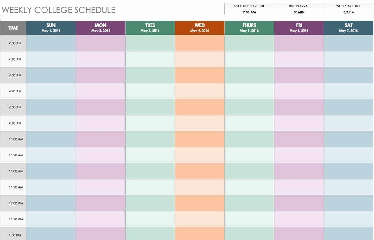 √ 30 Excel Class Schedule Template In 2020 | Weekly Planner