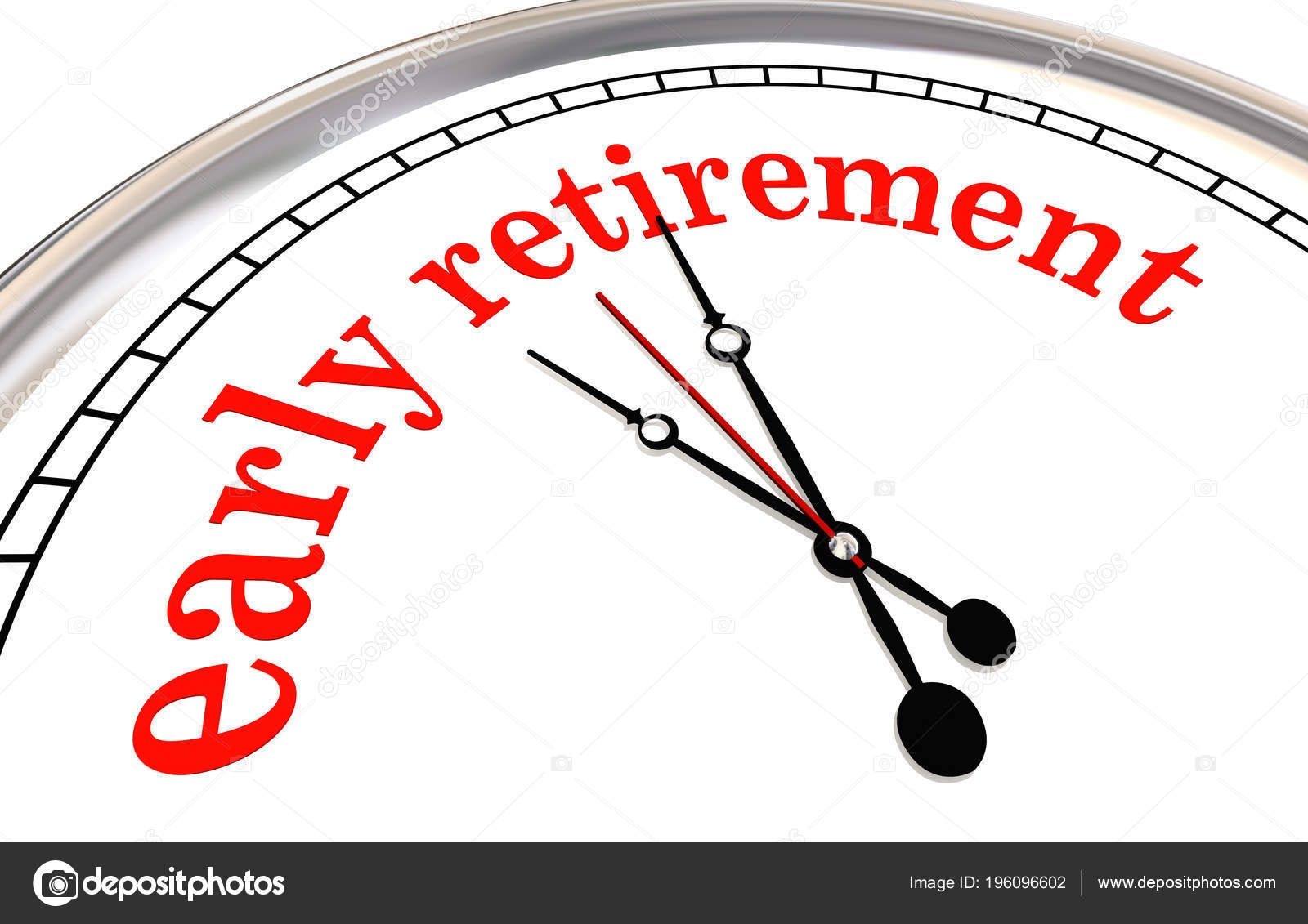 early retirement clock countdown words 3d render illustration 196096602