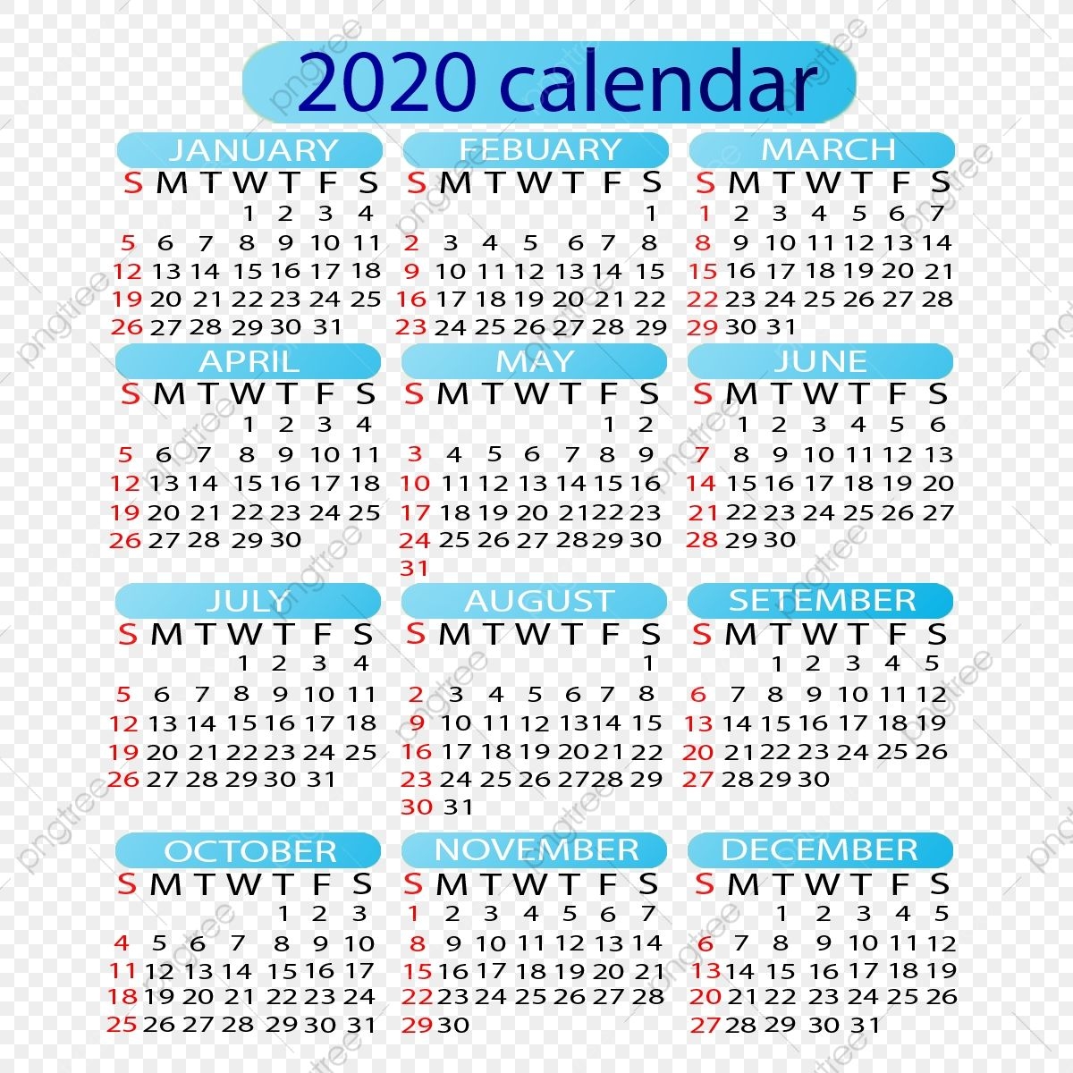 Editable 2020 Calendar, 2020 Calendar, Calendar 2020, Year