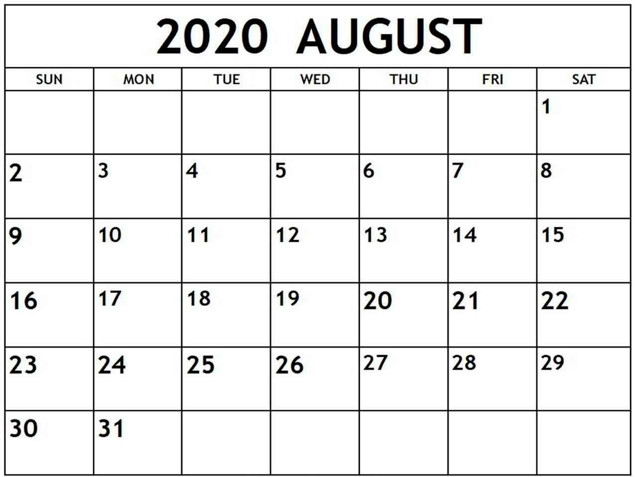 editable august 2020 calendar free printable calendar