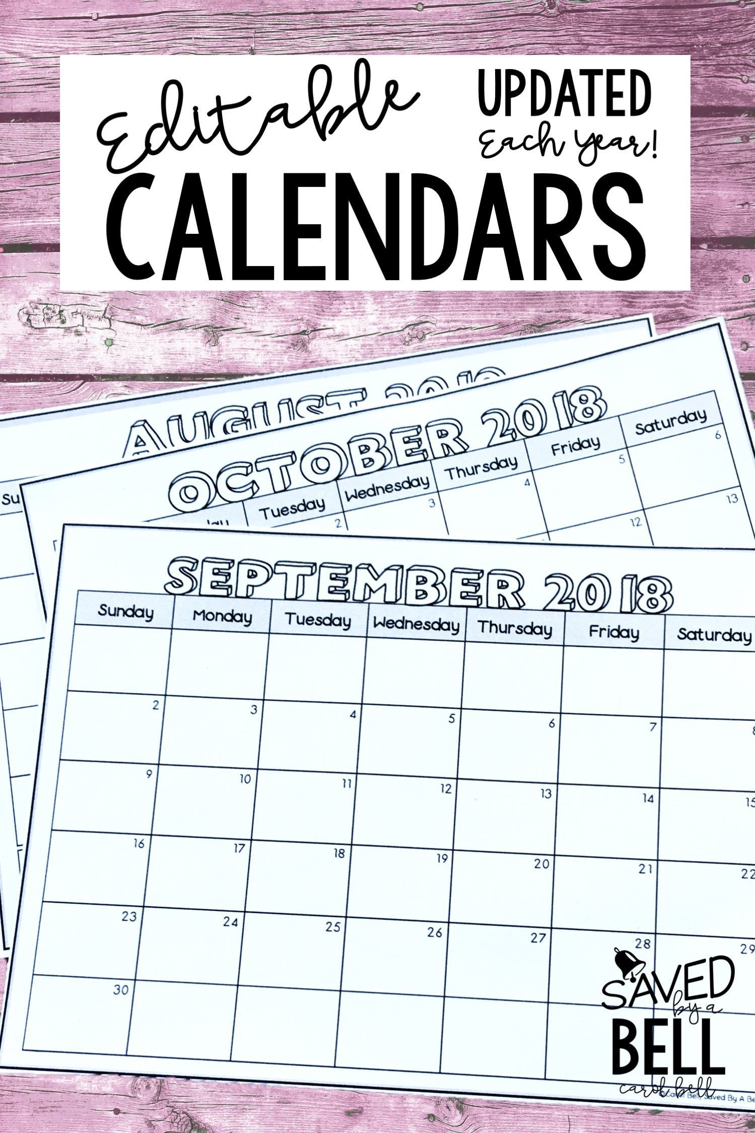 Editable Calendar 2020 2021 Distance Learning | Classroom