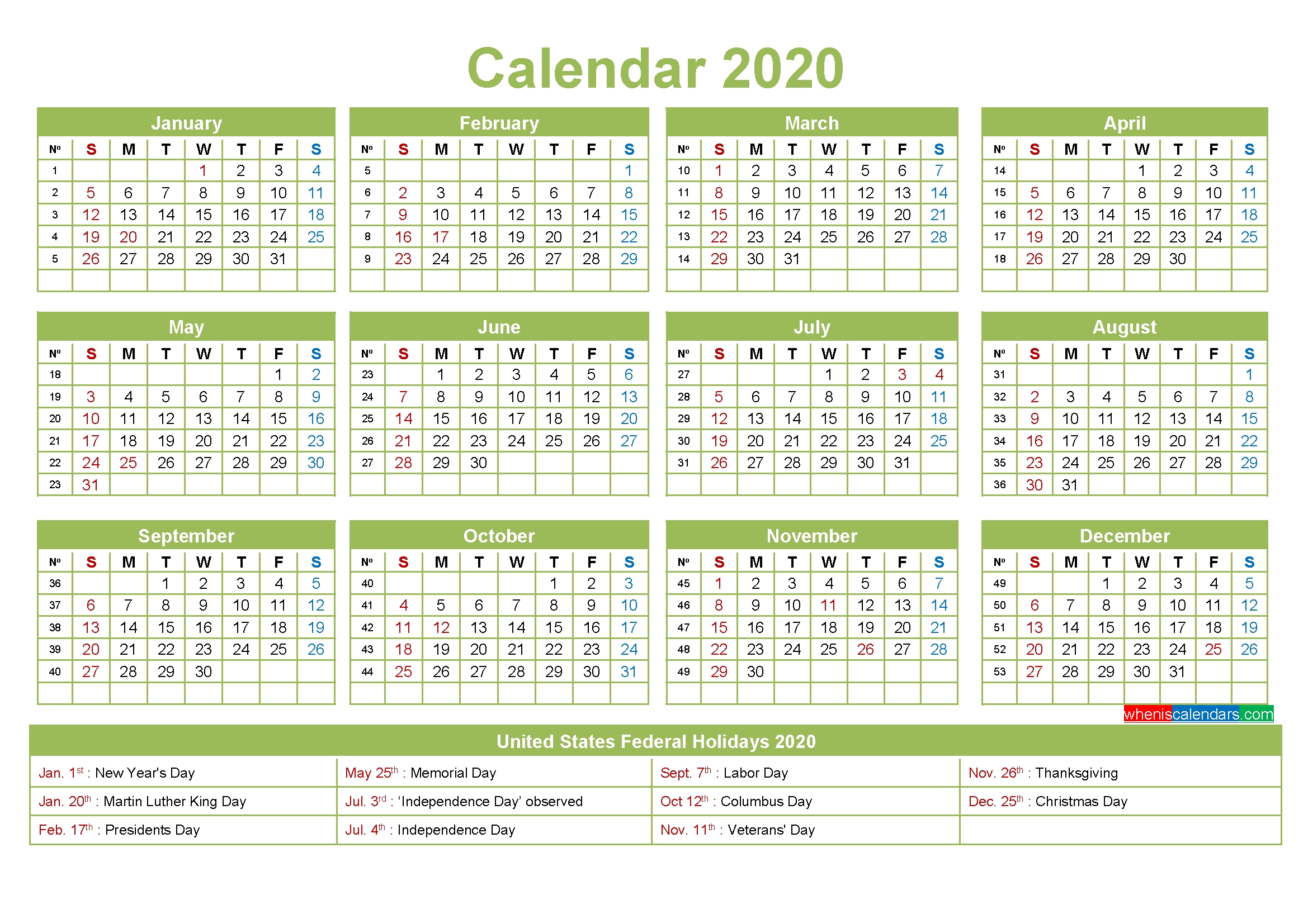 editable calendar template 2020 – template no ep20y3 – free