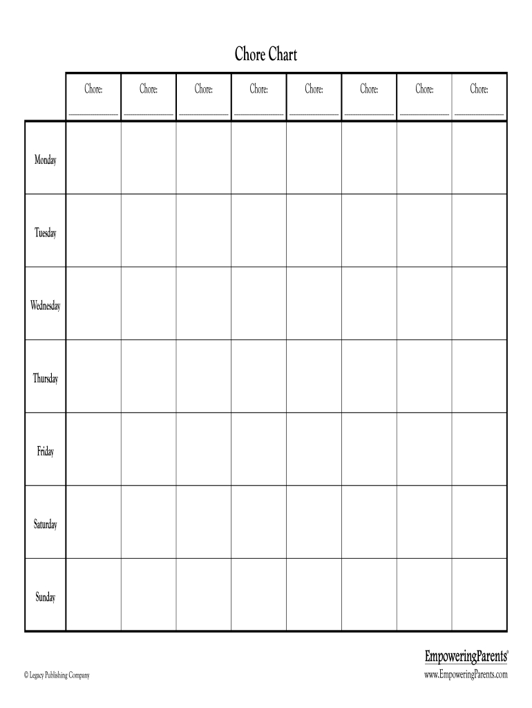 Editable Printable Chore Charts For Adults Fill Online