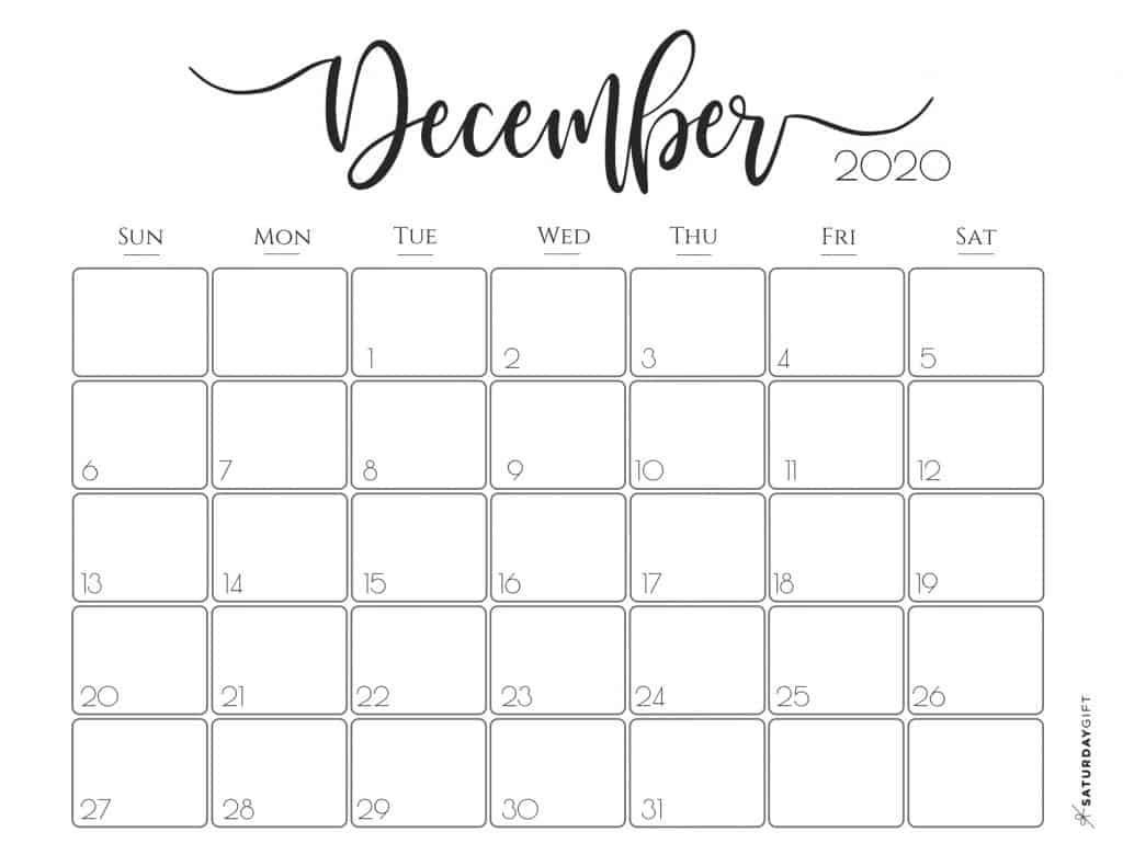 Elegant 2020 Calendar December Free Printables | Pretty
