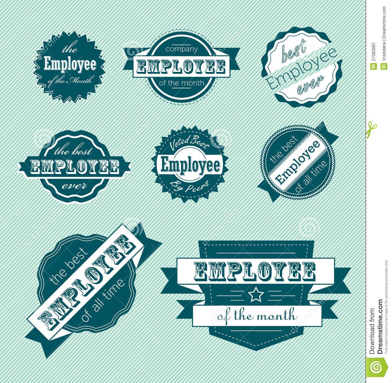 employee of the month labels and stickers stock vector