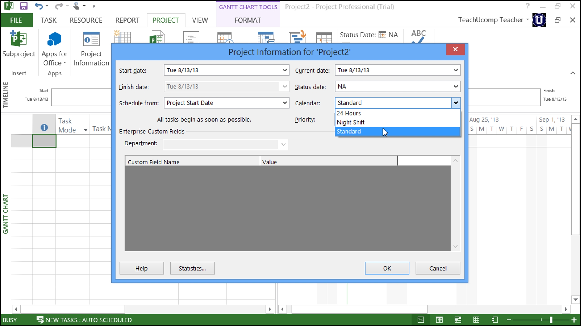 enter project information in microsoft project tutorial