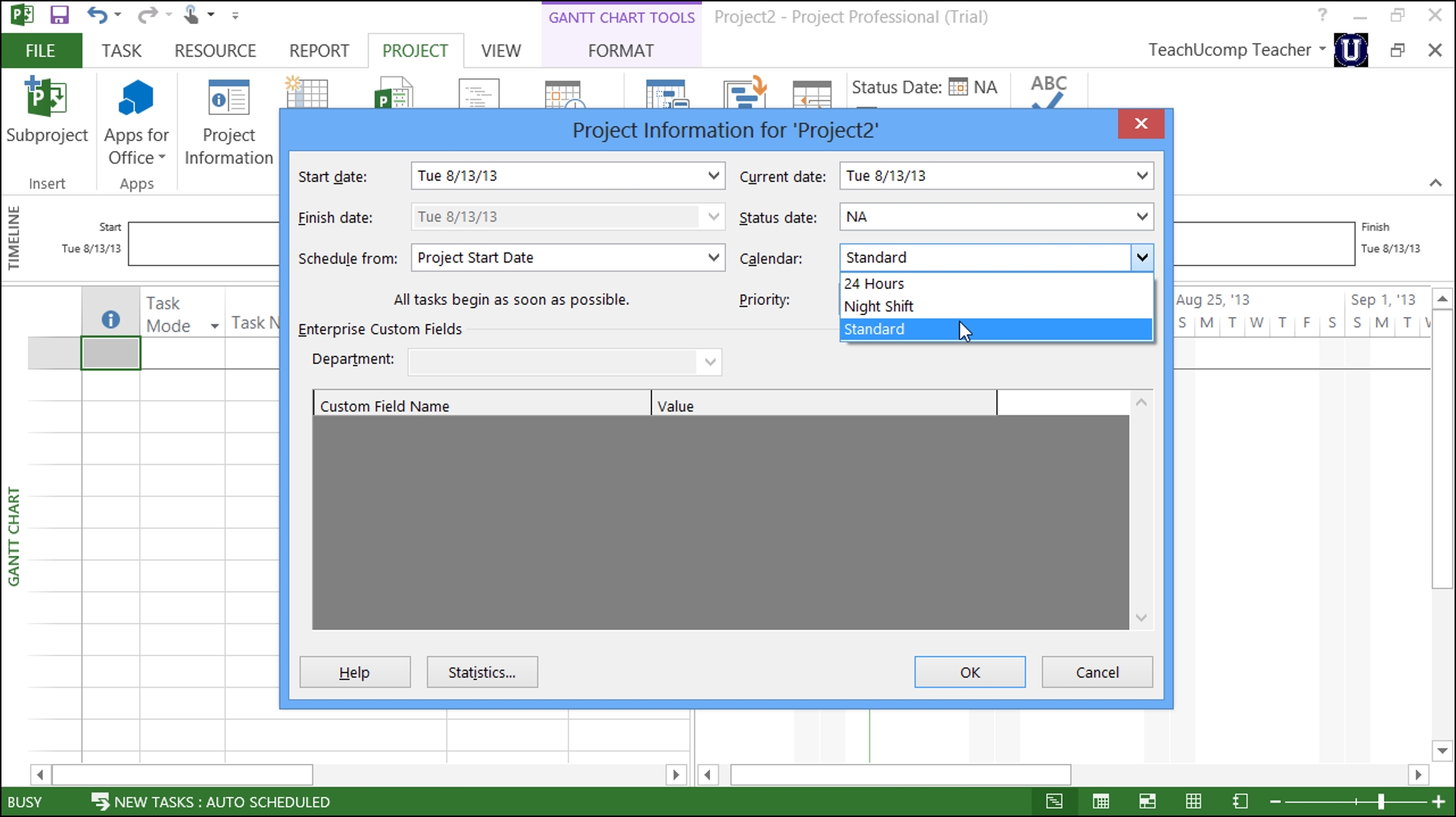 Enter Project Information In Microsoft Project Tutorial