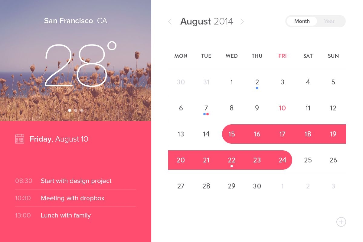 Event Calendar Widget Ui Design Free Psd – Download Psd