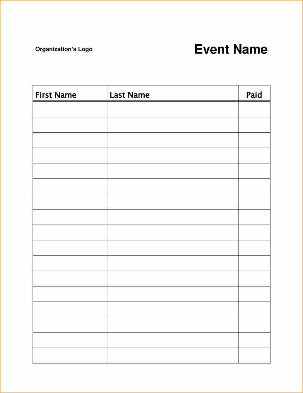 Event Or Class Workshop Forms A Sign Up Sheet Template Word