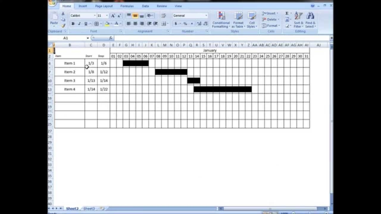 excel tutorial: make interactive visual schedule (gantt chart) with one formula!