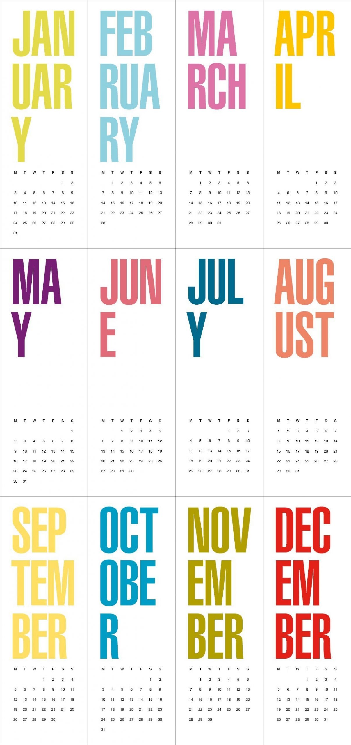 Features Fab & Free | Atypical Type A | Print Calendar