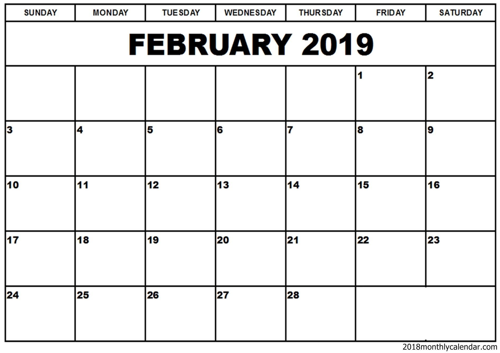 February 2019 Calendar Word Template | Editable Calendar