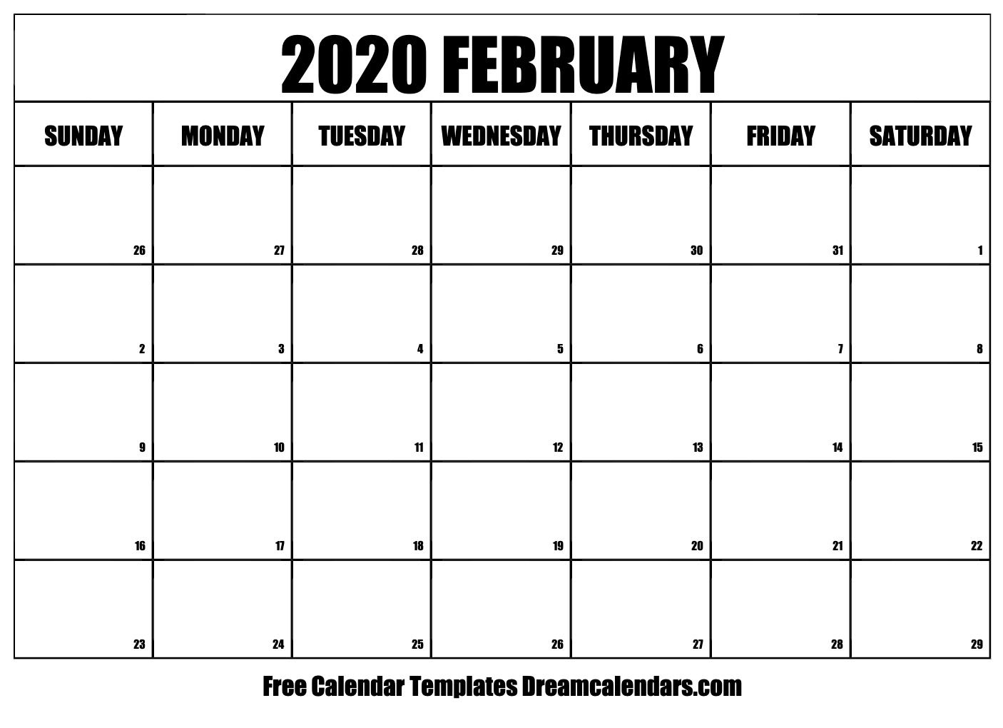 February 2020 Calendar | Free Blank Printable Templates