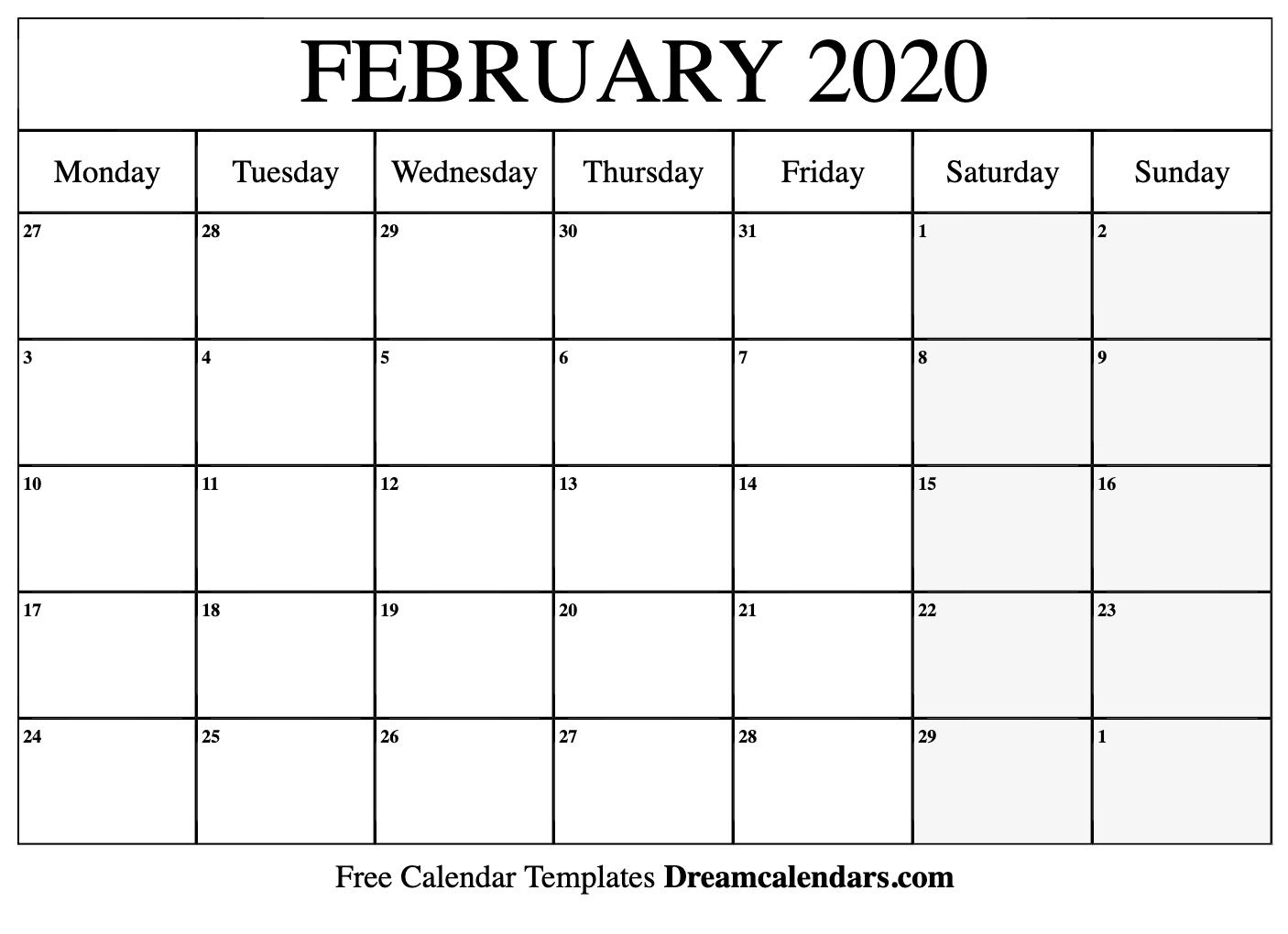 february 2020 calendar | free blank printable templates