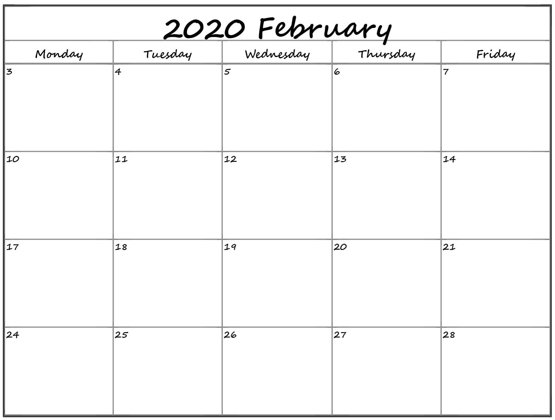 february 2020 monday calendar | monday to sunday