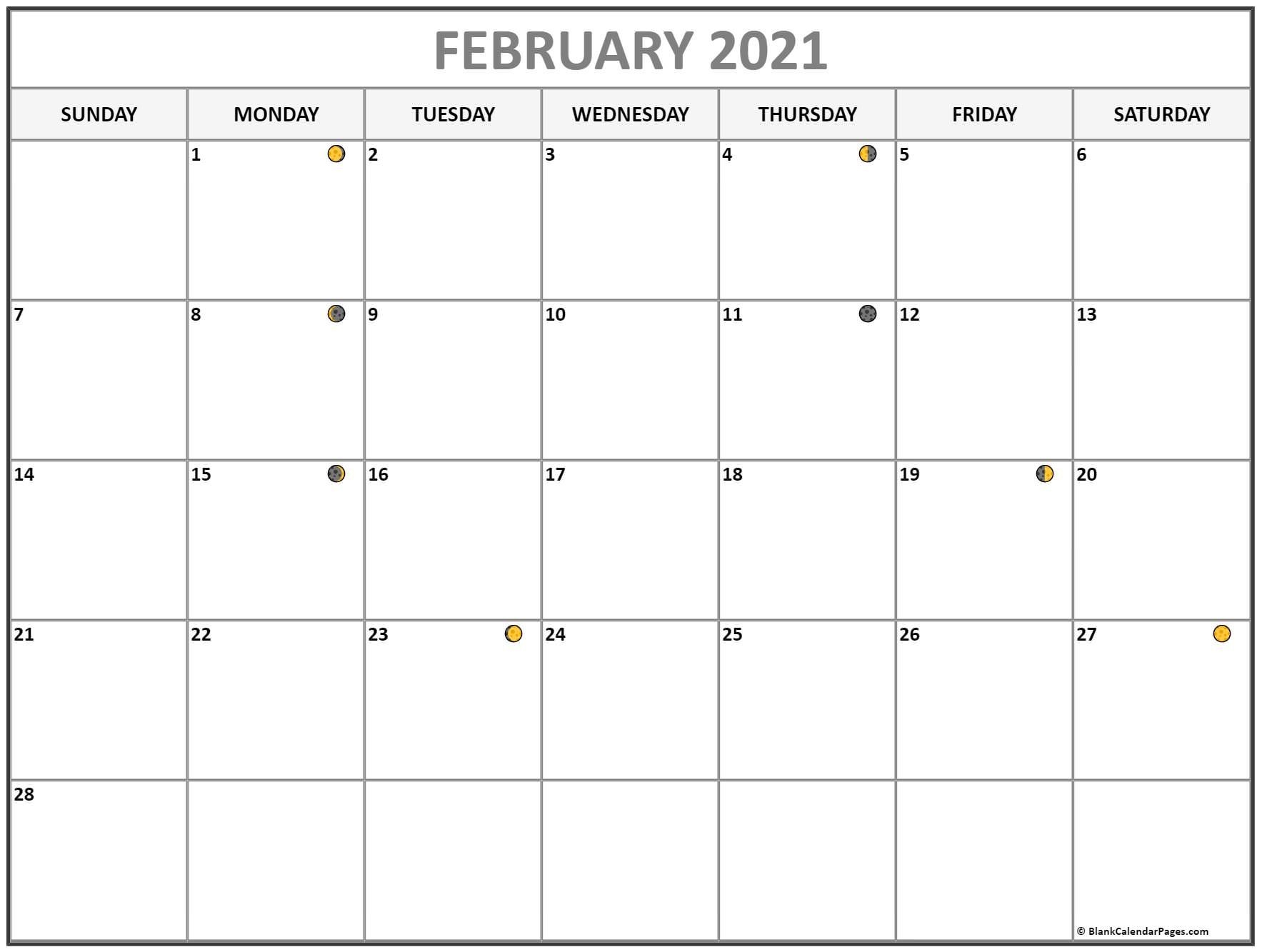 february 2021 lunar calendar | moon phase calendar