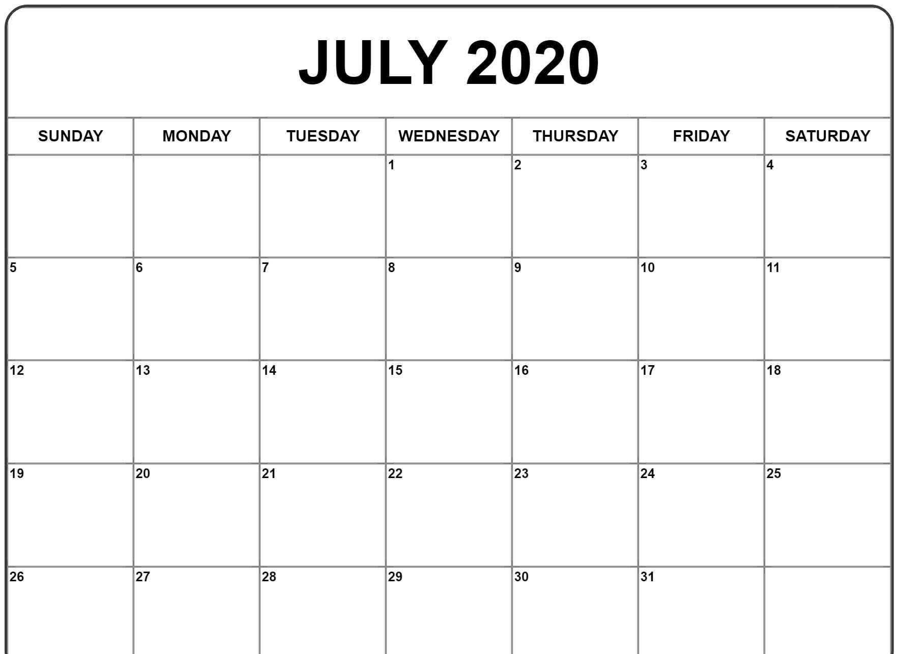 fillable july 2020 calendar templates in 2020 | calendar