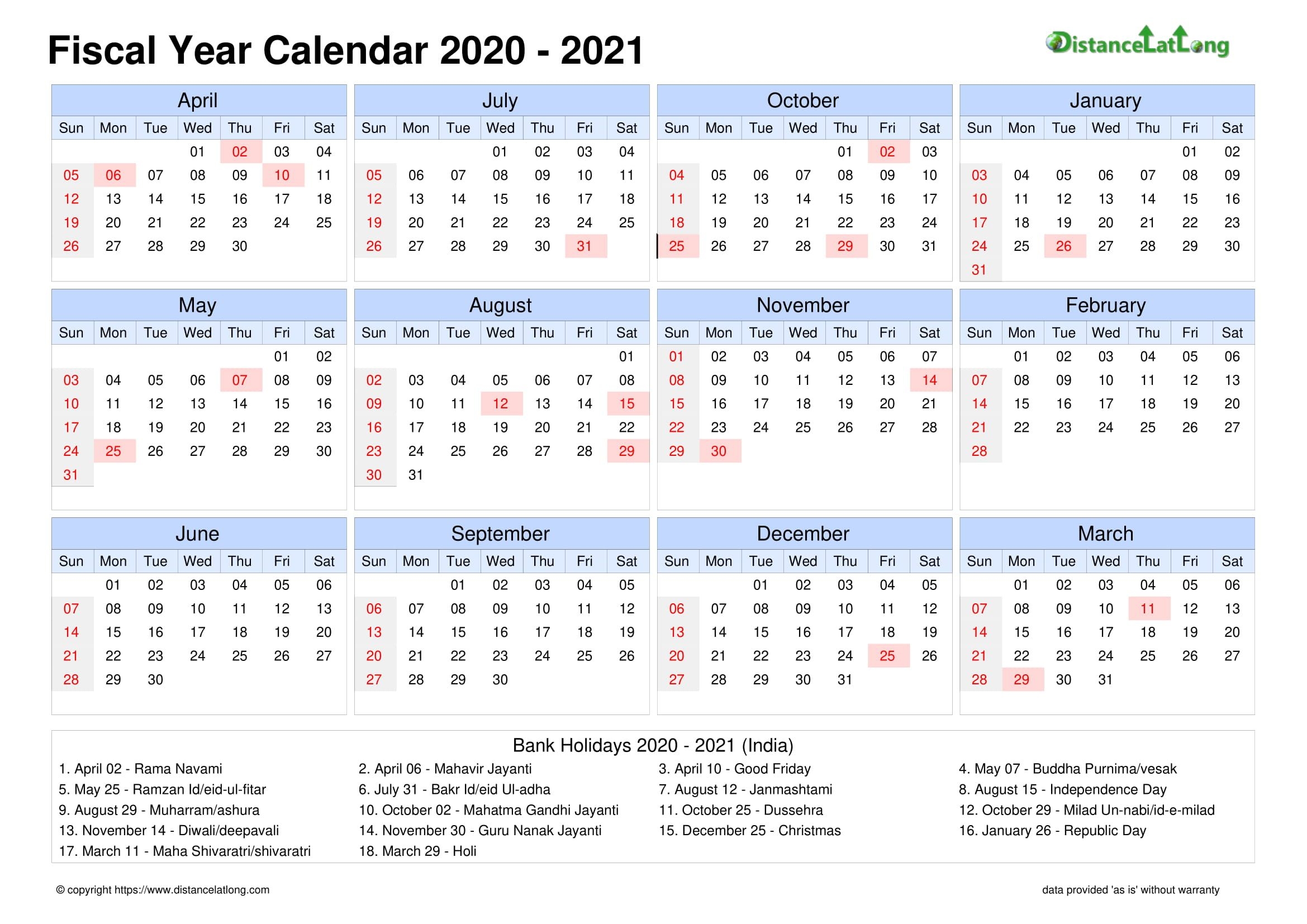 fiscal year 2020 2021 calendar templates, free printable