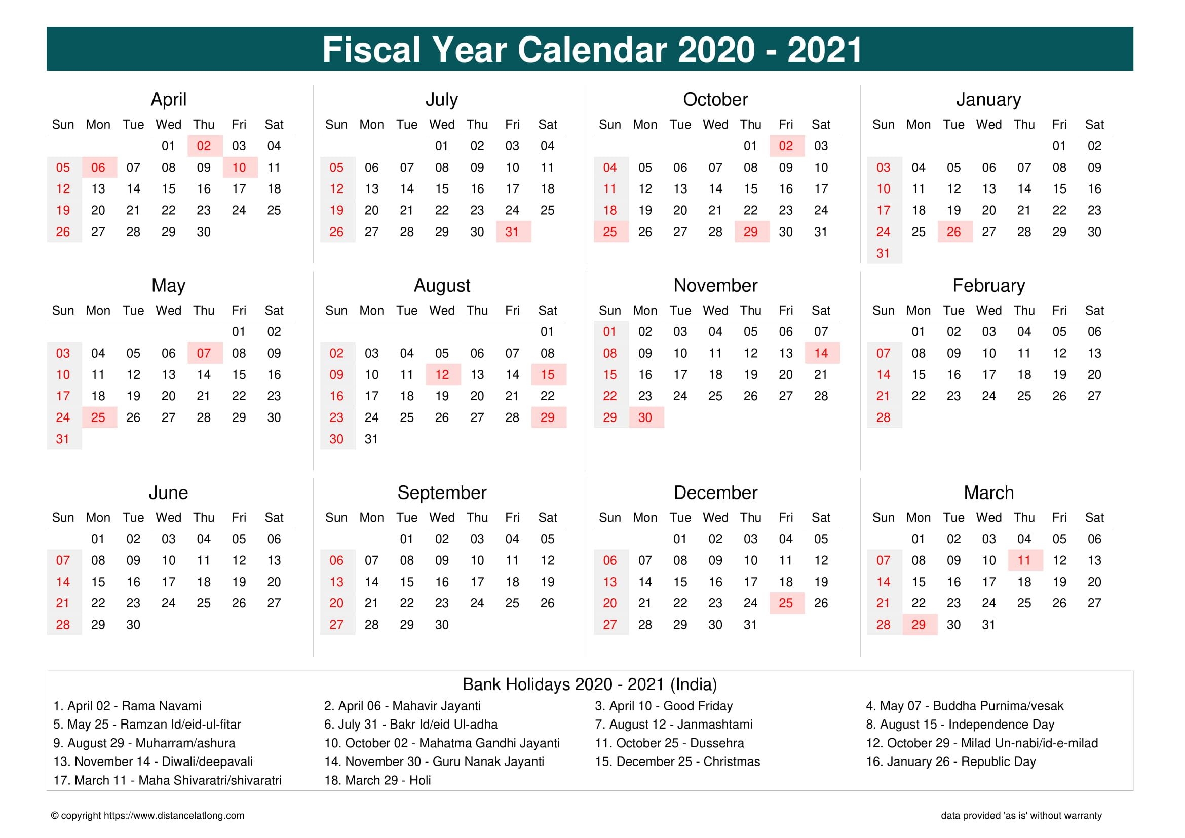 fiscal year 2020 2021 calendar templates, free printable