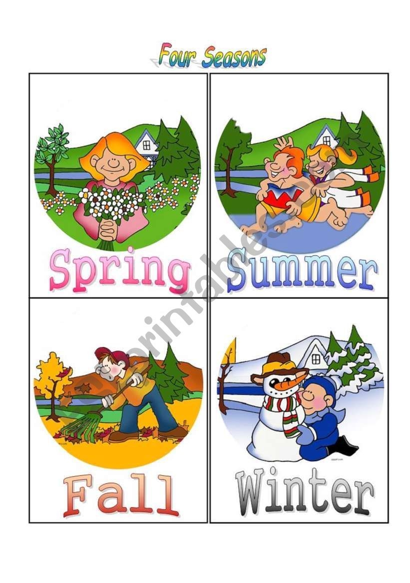 Four Seasons Flash Cards Esl Worksheetblubird