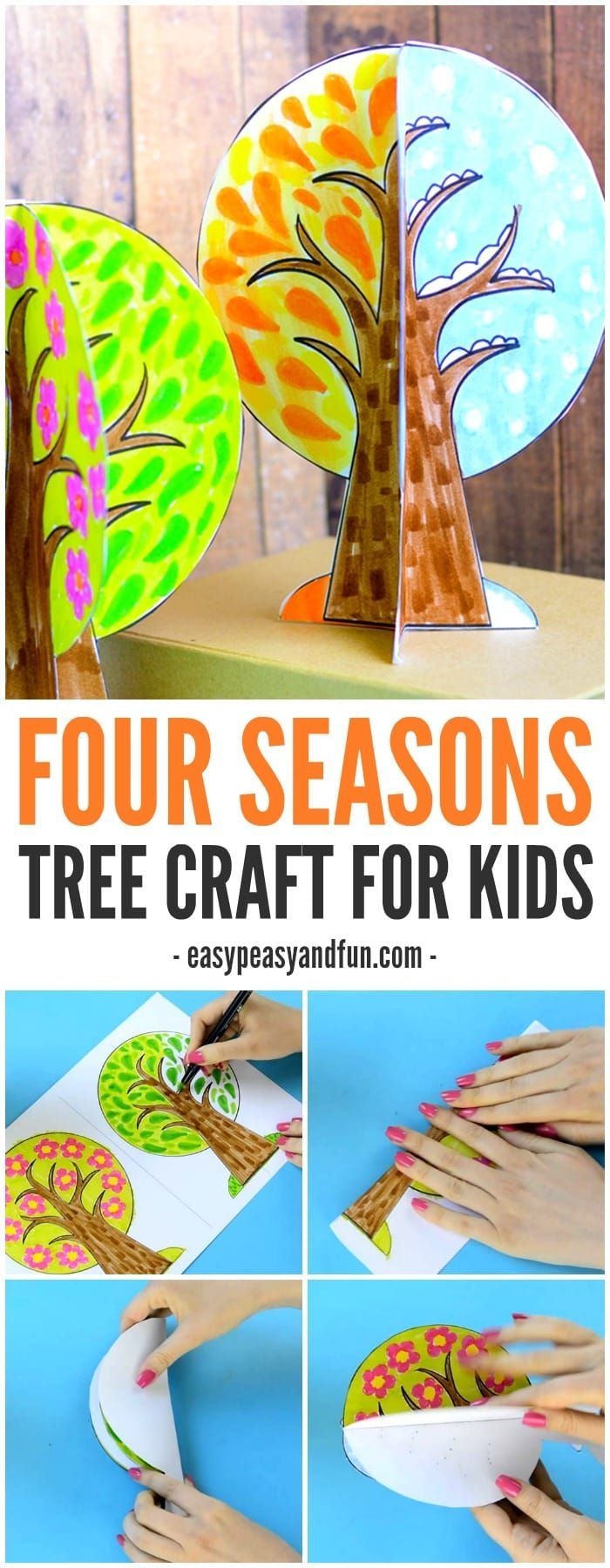 four seasons tree craft with template easy peasy and fun