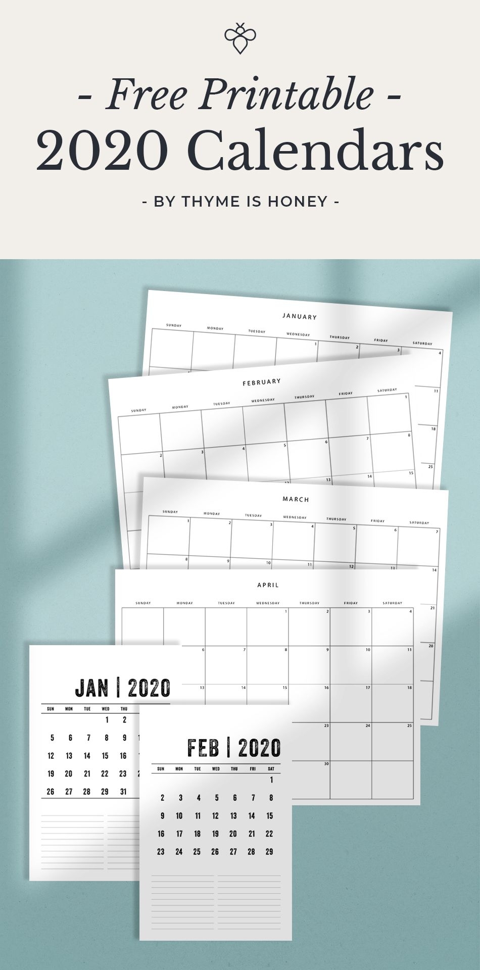 Free 2020 Calendars Thyme Is Honey