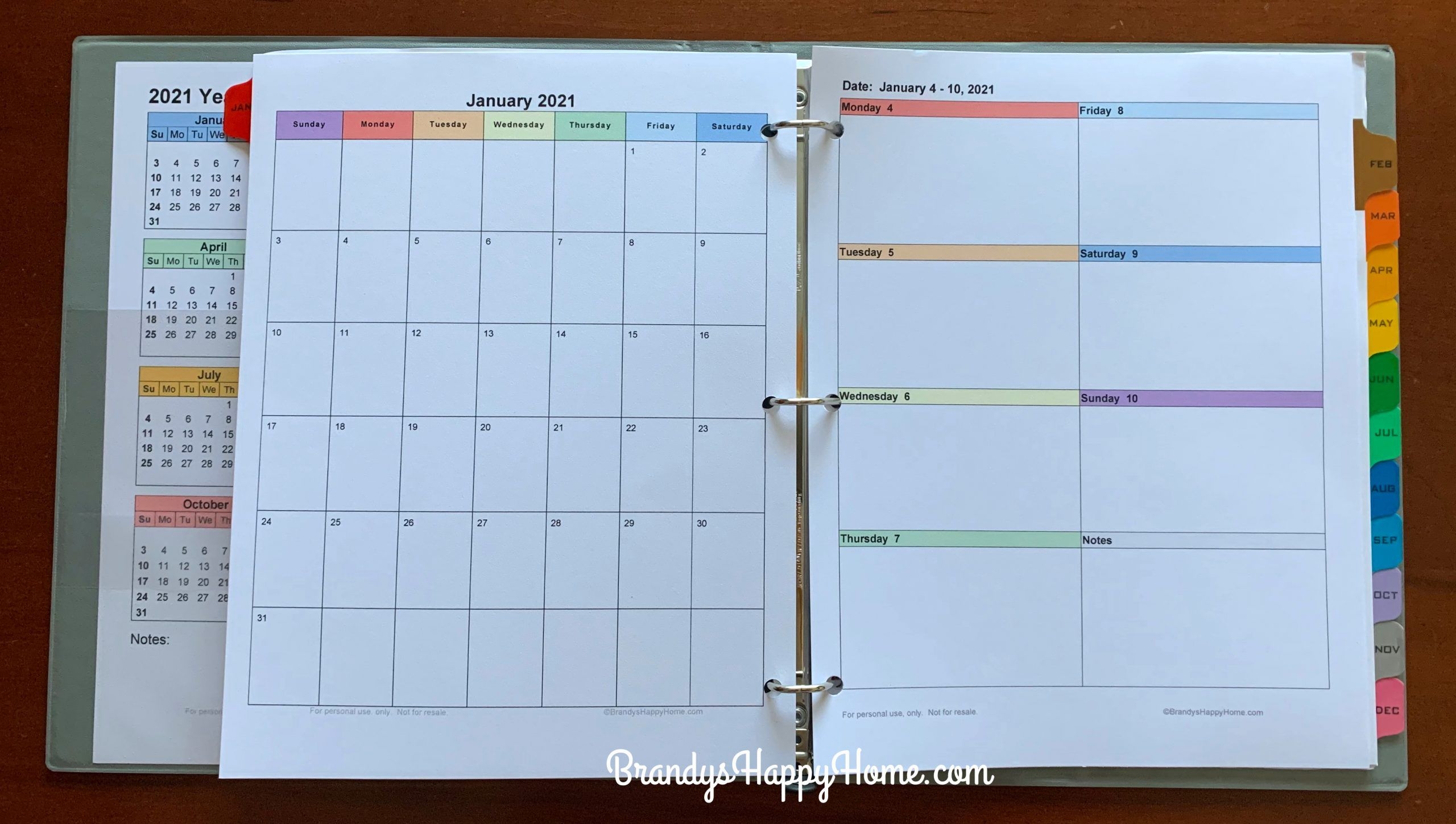 free 2021 calendar planner printables
