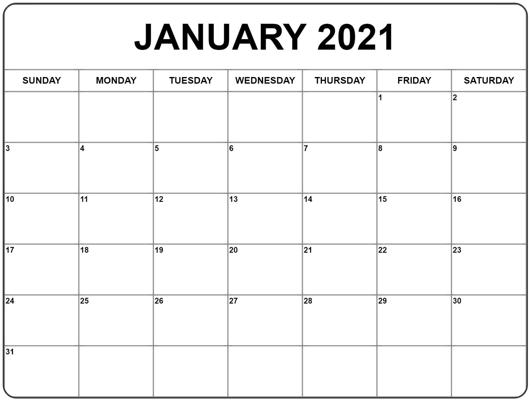 Free 2021 Printable Monthly Calendar With Holidays Word Pdf