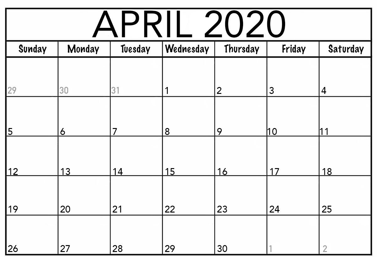 Free April Calendar 2020 Free Printable Template Pdf Word Excel