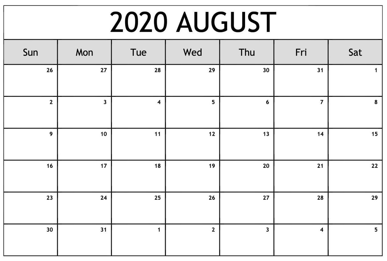 Free August 2020 Printable Calendar Template (download Now)