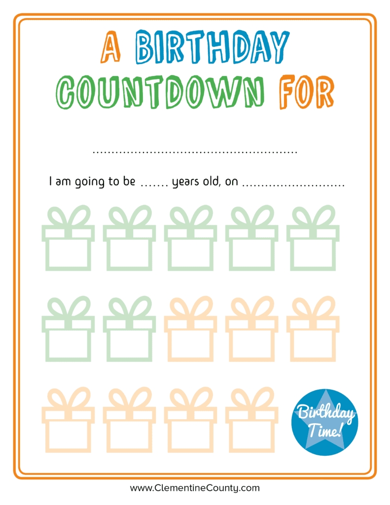 free birthday countdown printable | clementine county
