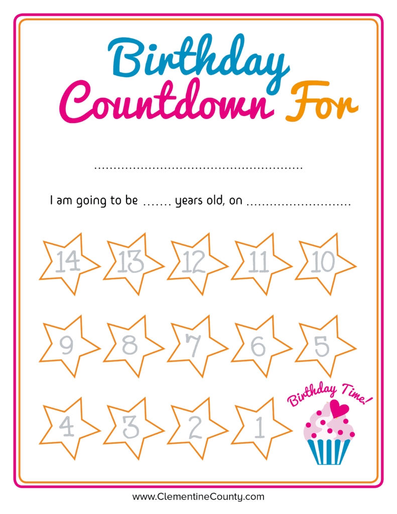 free birthday countdown printable | clementine county