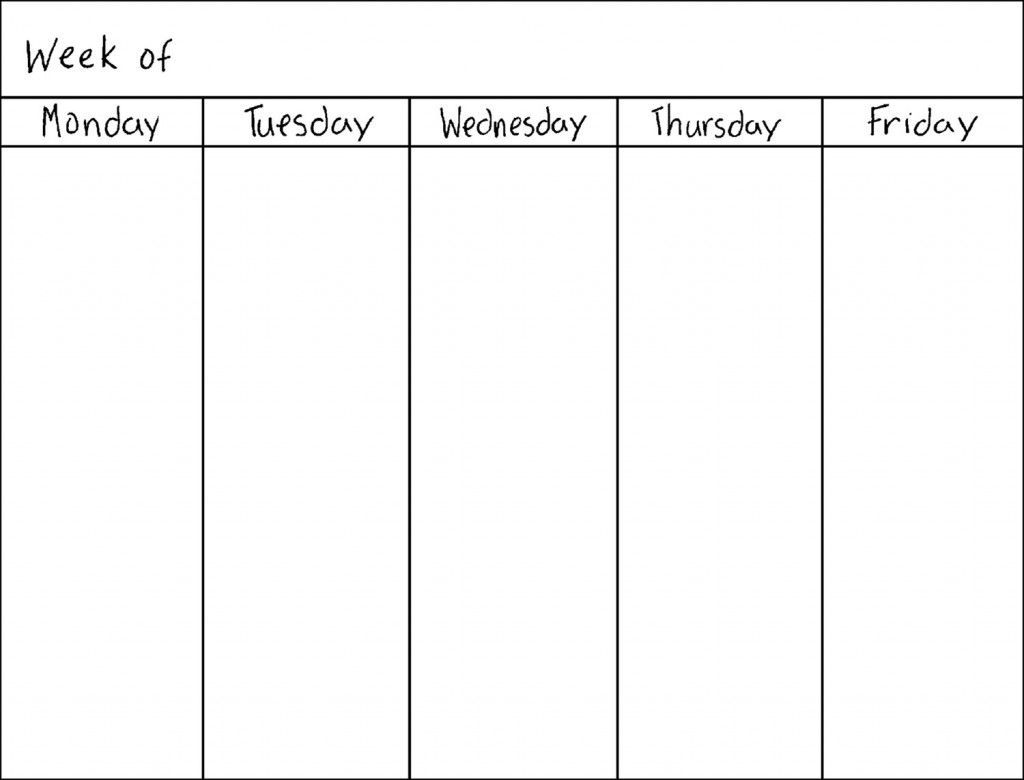 Free Blank 5 Day Calendar | Template Calendar Printable Make