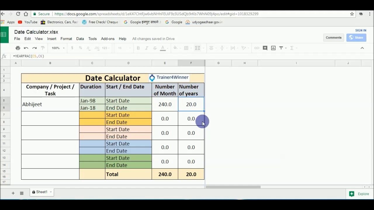 Caculater Date To Date Count Downon Spreadsheet Example Calendar 