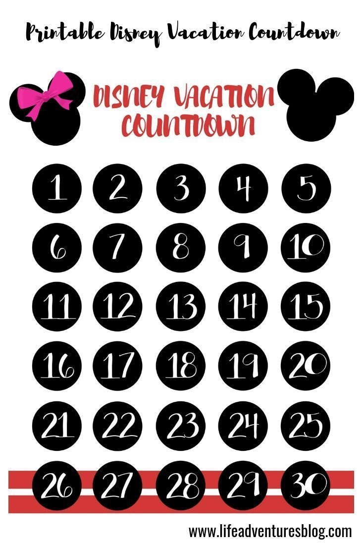 free disney vacation countdown calendar for your next