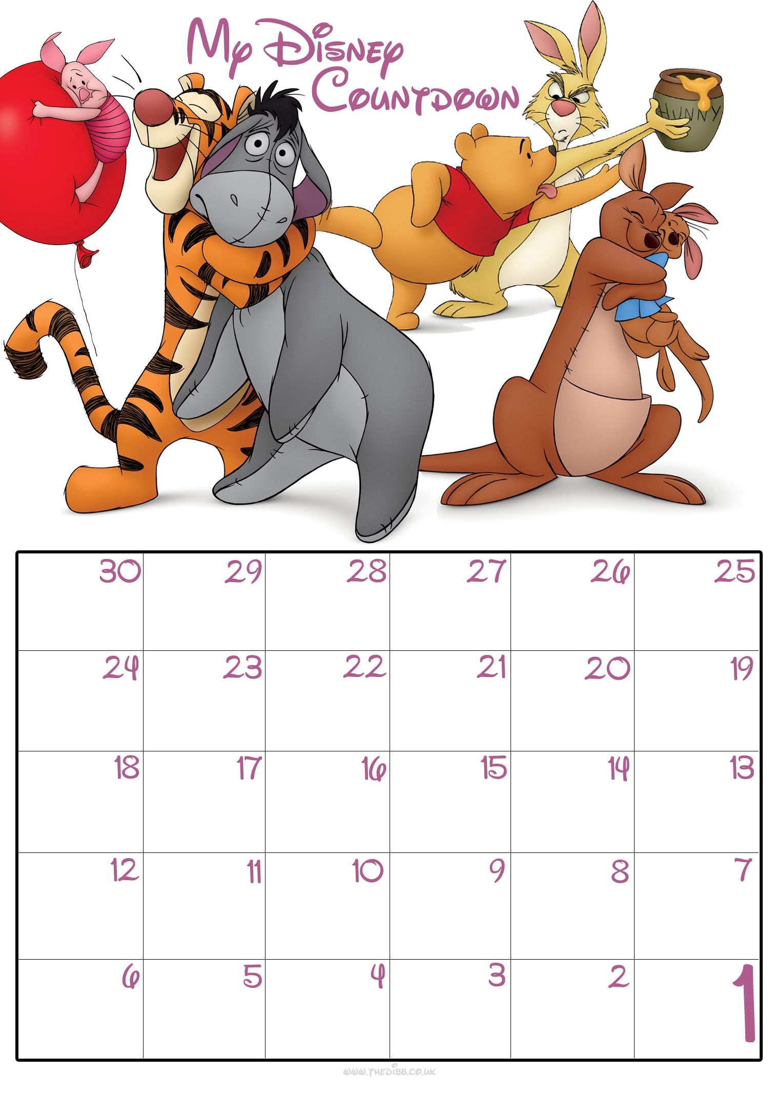 Free Download Free 30 Day Disney Countdown Calendar