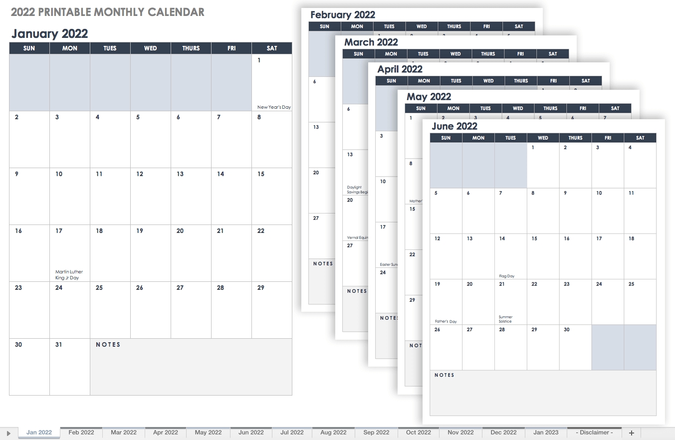 free excel calendar templates