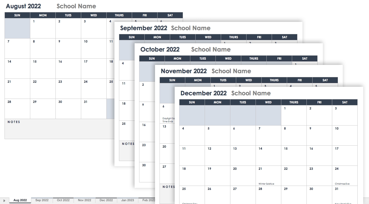 Free Excel Calendar Templates