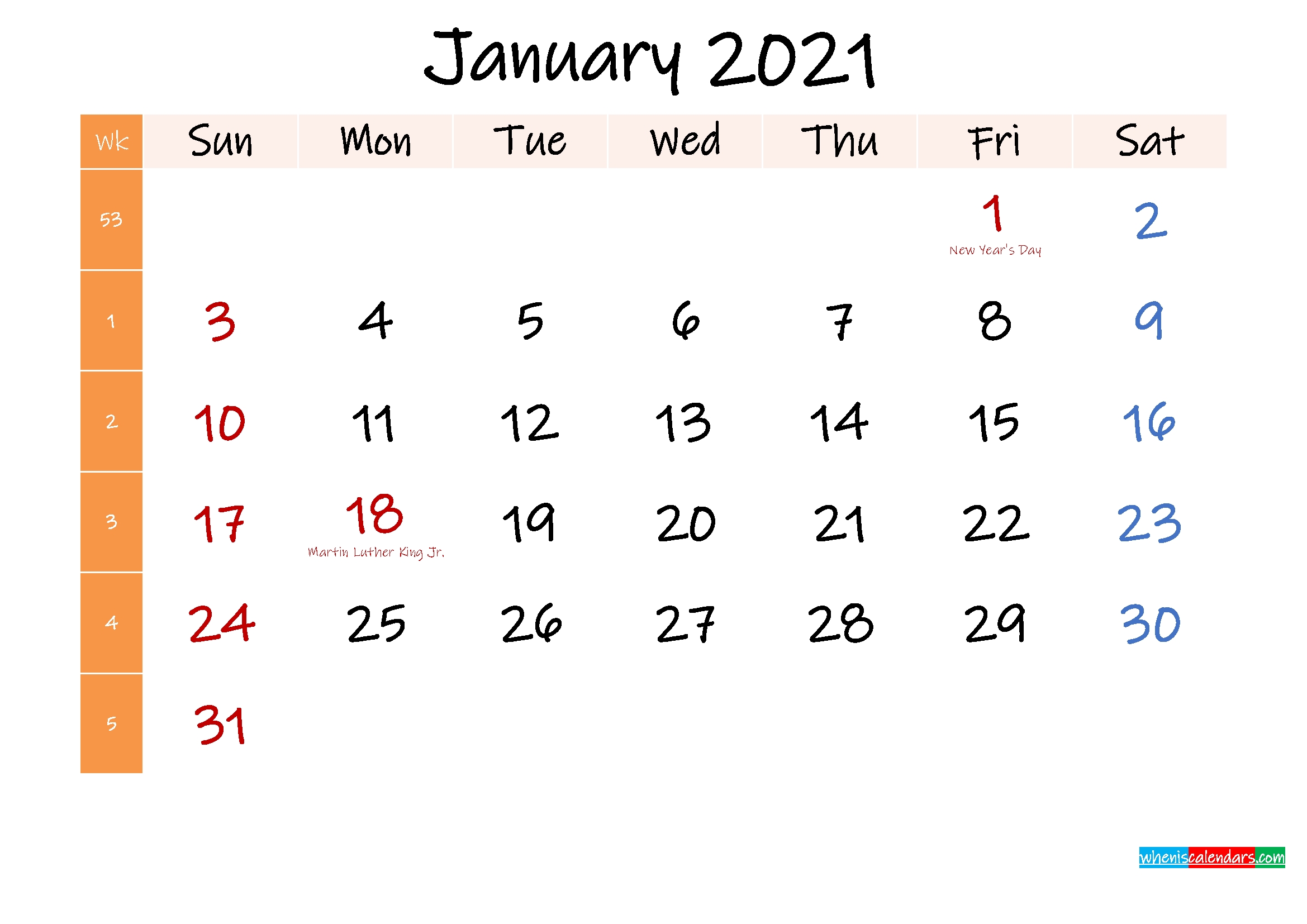 free january 2021 monthly calendar template word – template