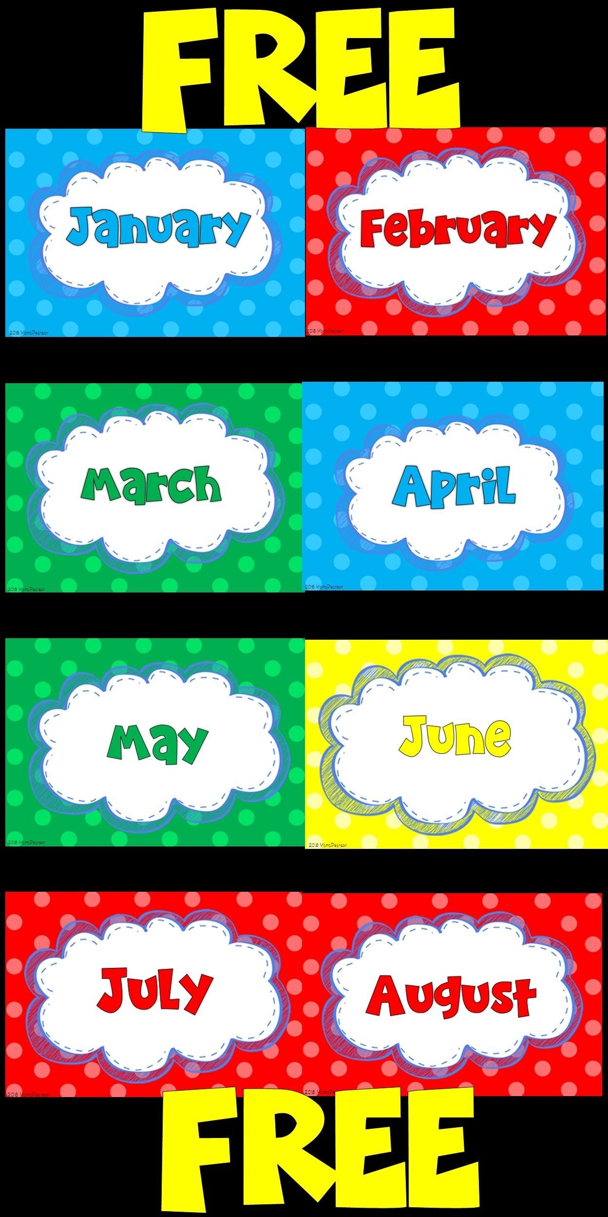 free months of the year labels | months in a year, classroom