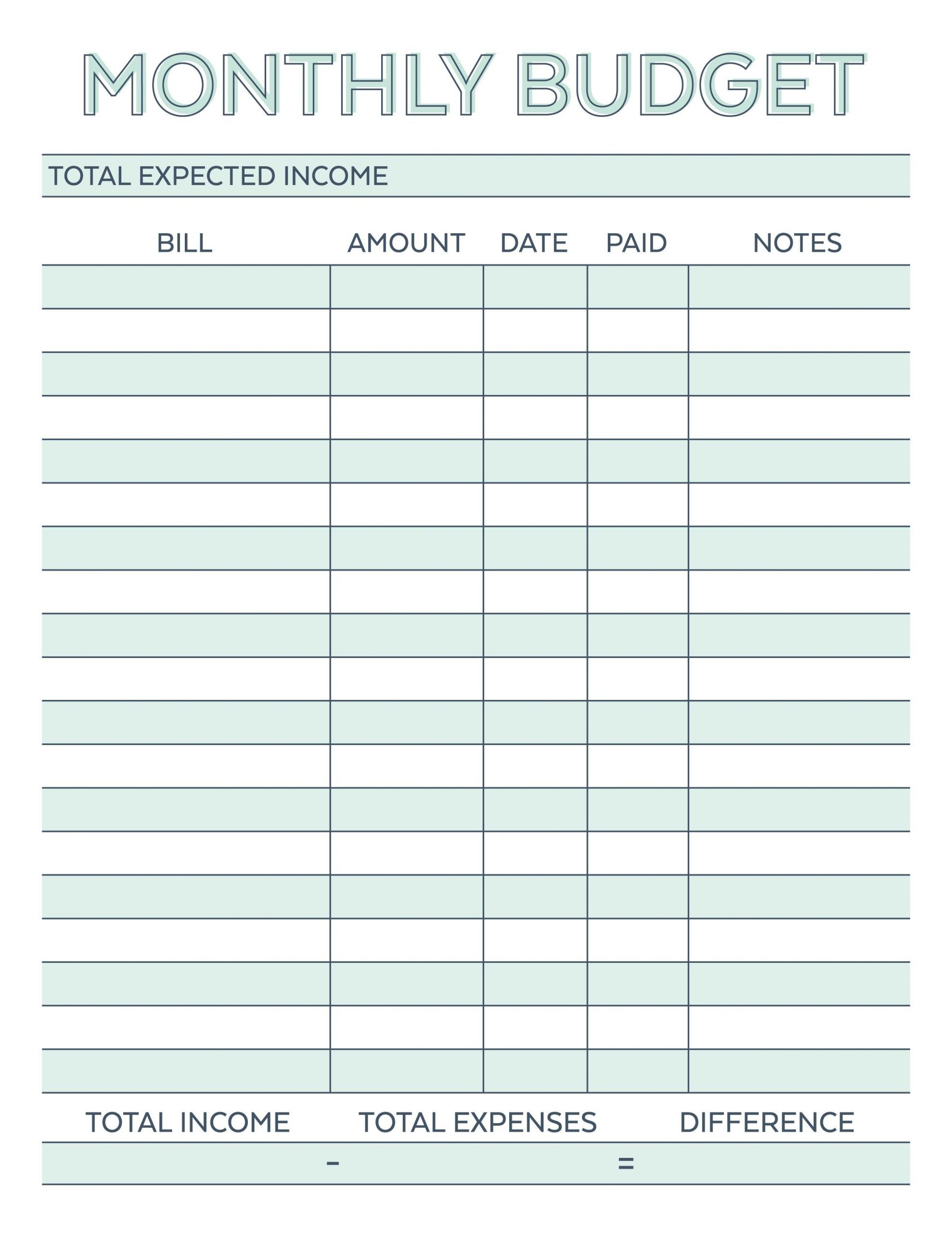 Free Personal Monthly Budget Spreadsheet Late Example Excel