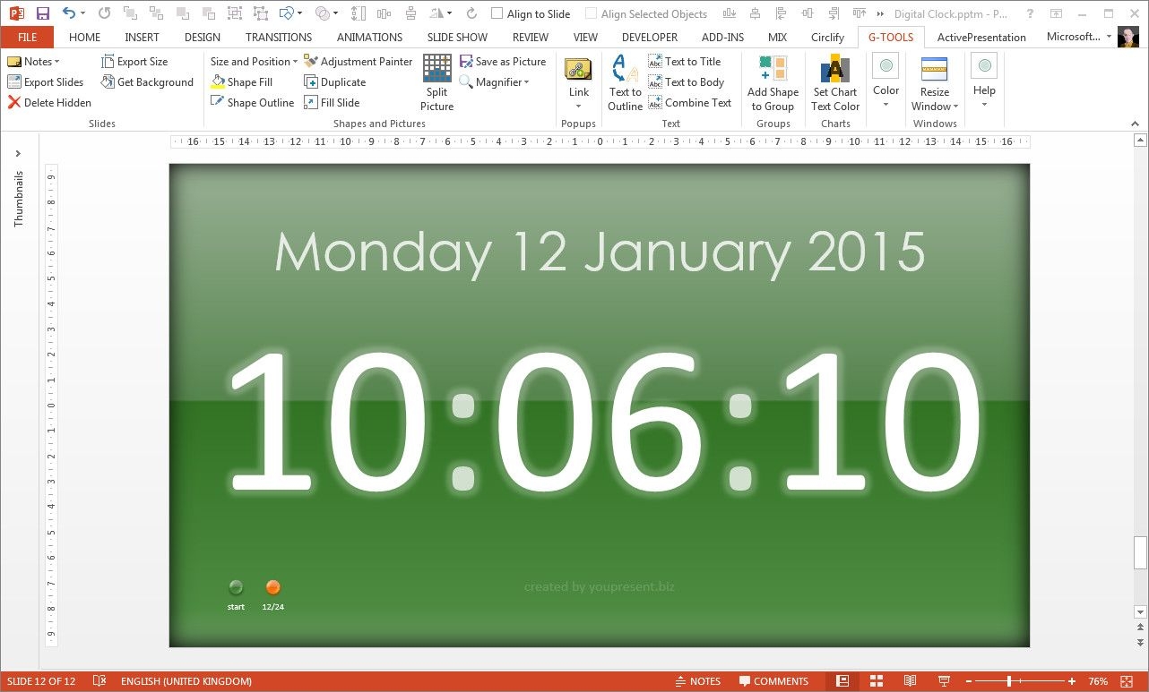 free powerpoint digital clock, alarm &amp; countdown | youpresent
