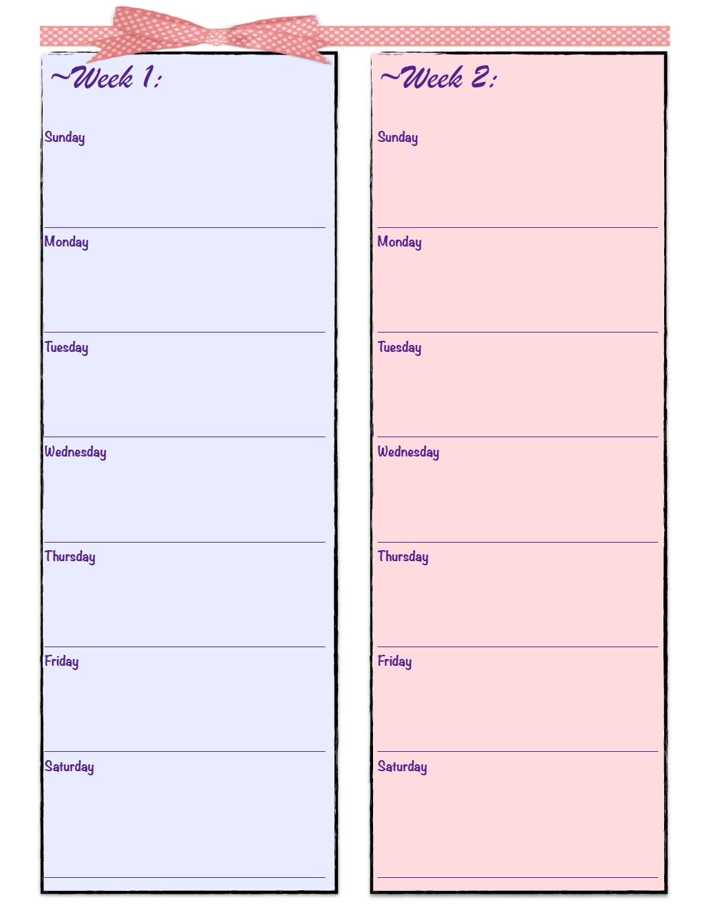 Free Printable 2 Week Meal Planners: 4 Designs