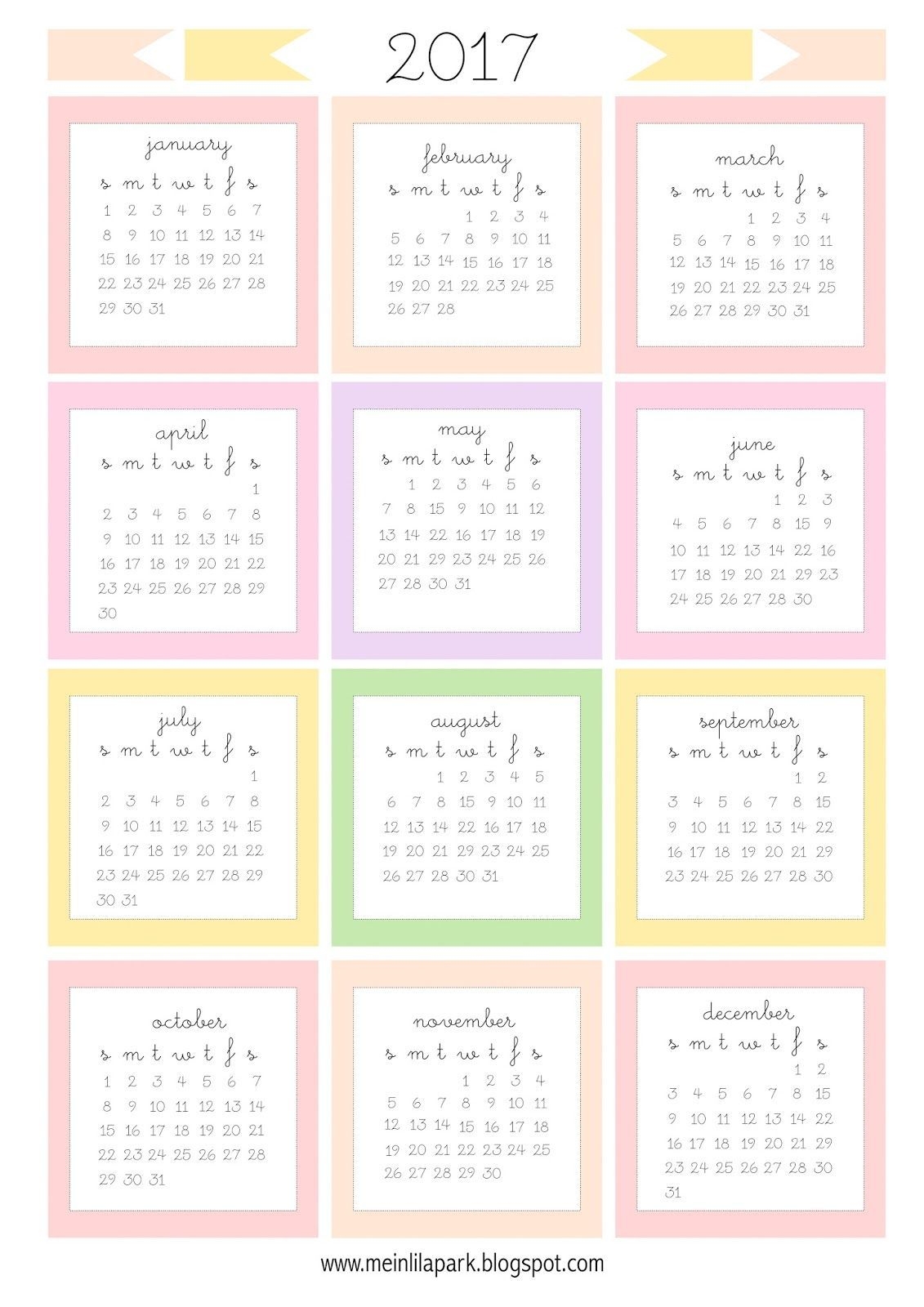 free printable 2017 mini calendar cards bullet journal