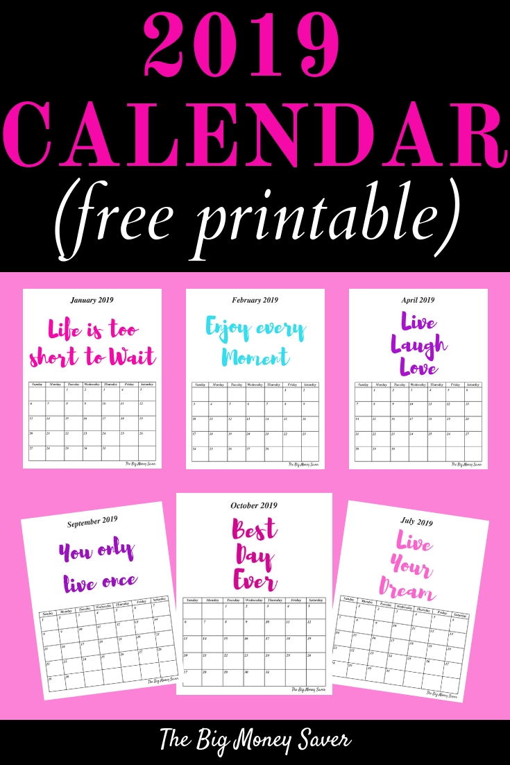 Free Printable 2019 Calendar Fill It Up With Bill Due Dates